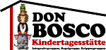 Logo der Kita Don Bosco, Tiere stehen aufeinander - Elefonat, Pinguin, Igel, Frosch