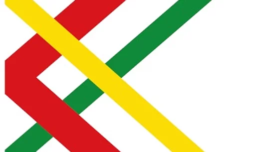 Logo Markt Kaufering - stilisiertes K in den Farben rot, gelb, grün