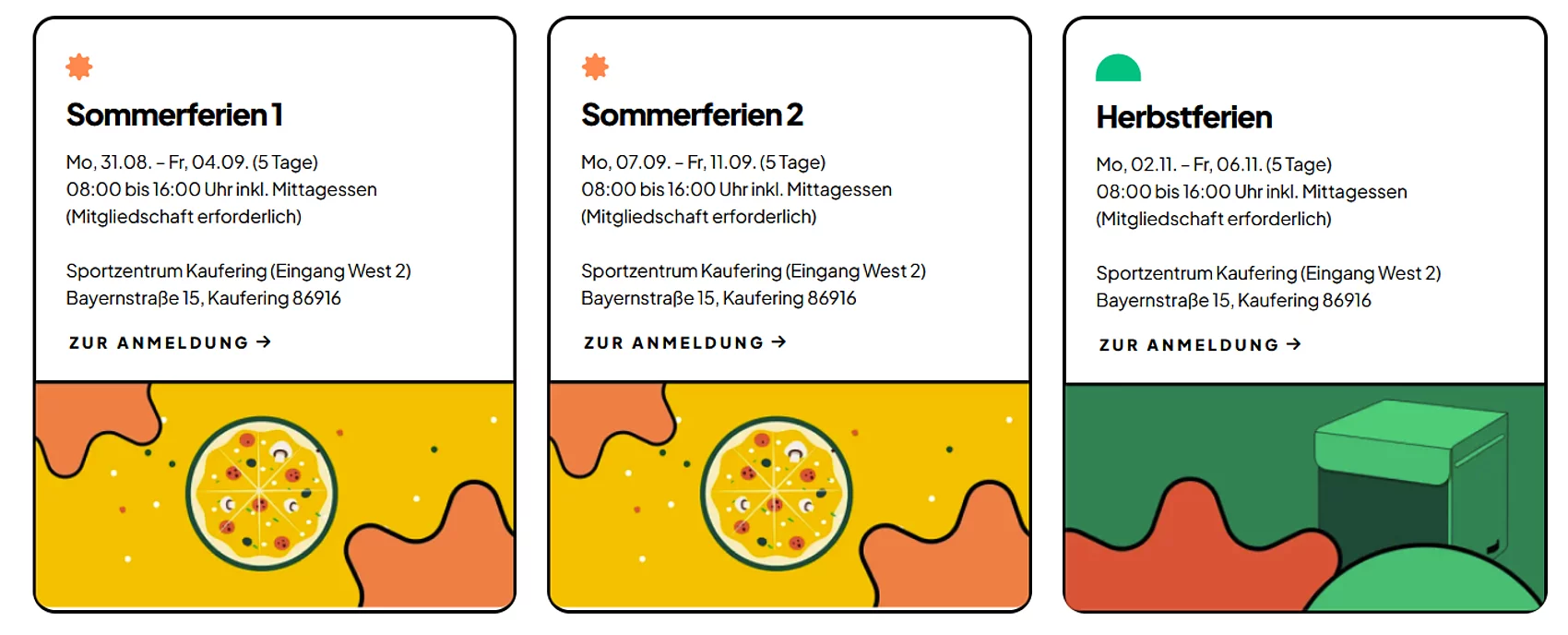 Betreungstermine für Sommerferien und Herbstferien 2026