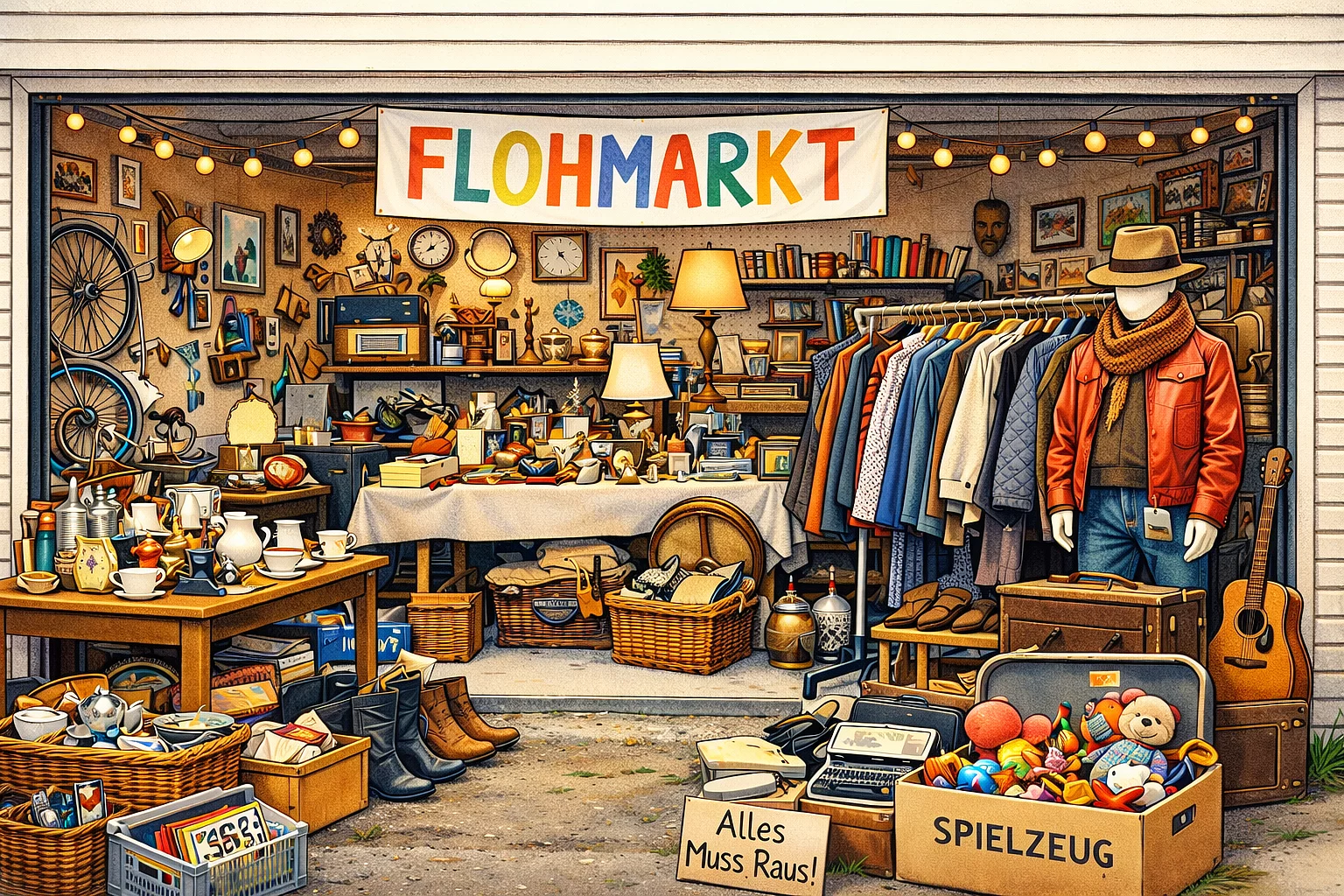 Grafik Flohmarkt in der Garage