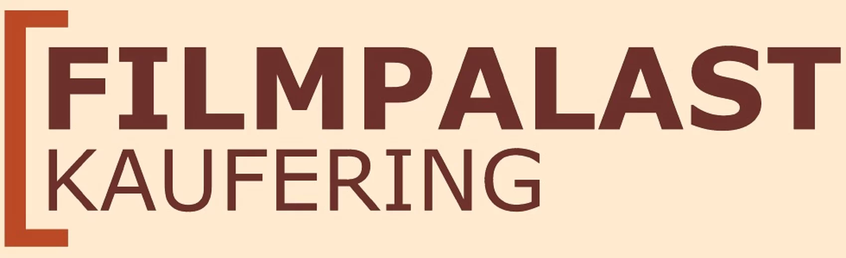 Logo vom Kino Filmpalast mit orangem Hintergrund und brauner Schrift