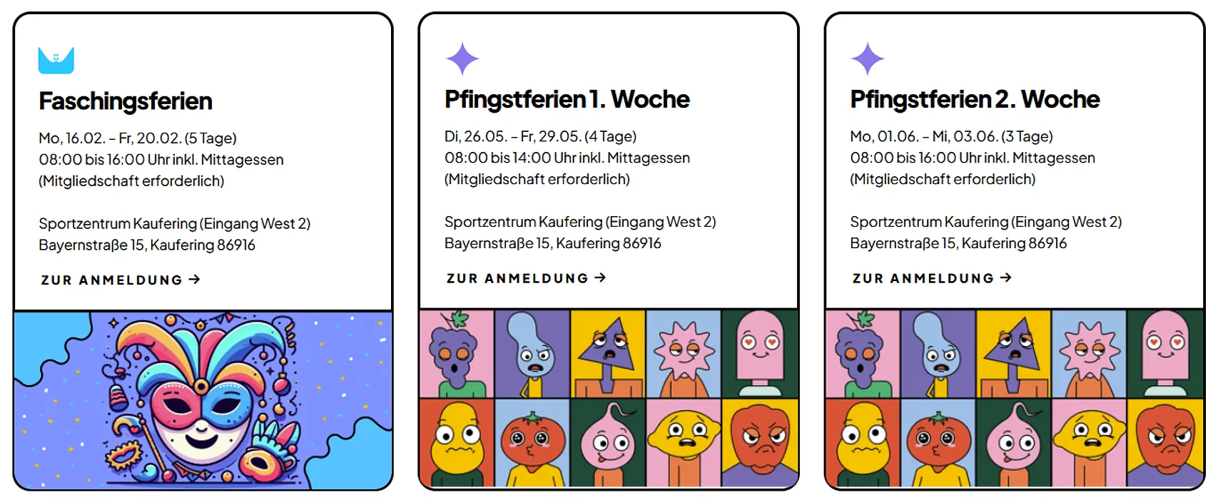 Termine der Ferienbetreuugn für Faschingsferien 2026 und Pfingstferien 2026