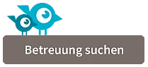 Button für Little Bird Betreuung gesucht. zwei kleine blaue gezeichnete Vögel