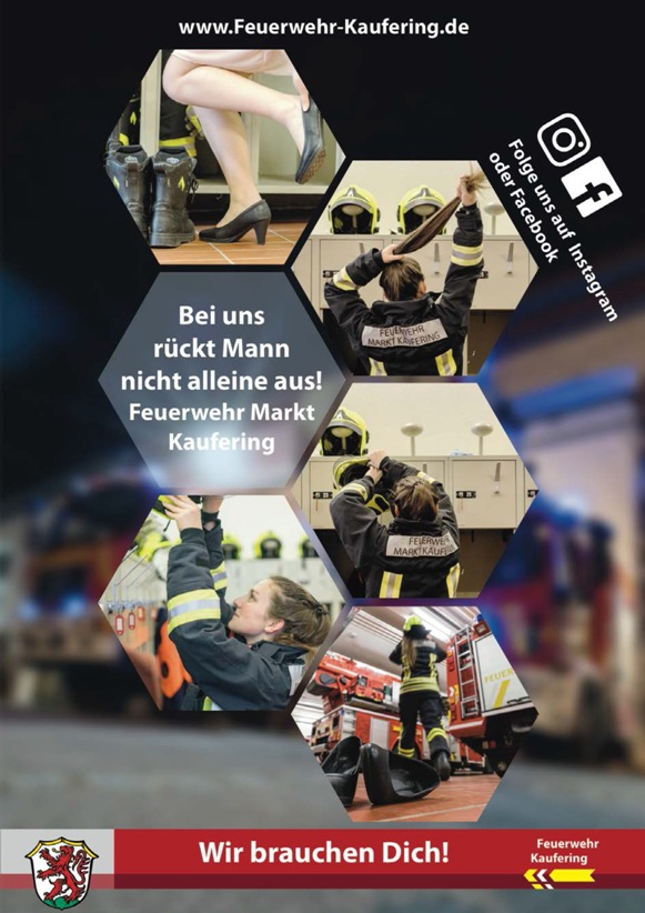 Werbeplakat der Feuerwehr Kaufering mit Titel Wir brauchen dich