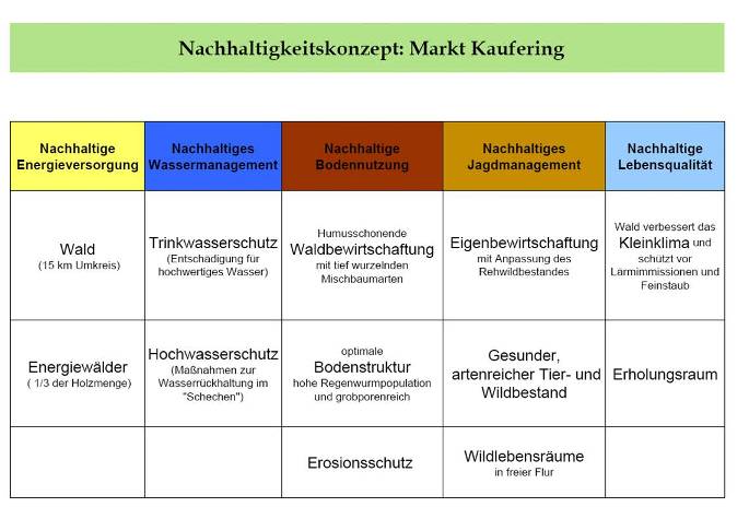 Tabelle Nachhaltigkeitskonzept